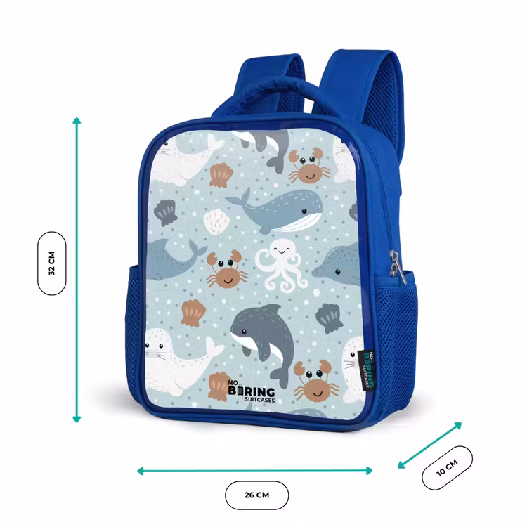 Kinderrucksack - Blau - Seetiermuster bunt — 6