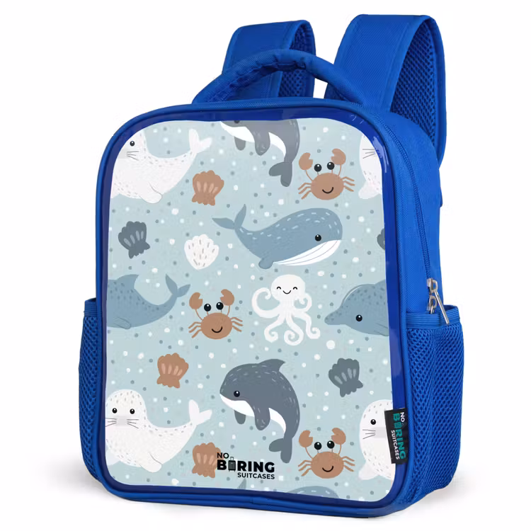 Kinderrucksack - Blau - Seetiermuster bunt — 7