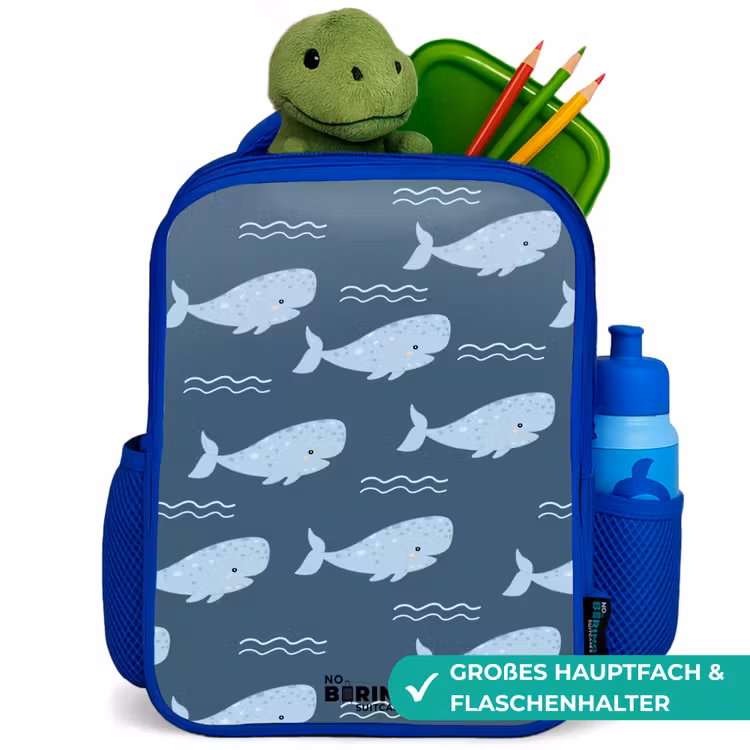 Kinderrucksack - Blau - Wal mit Wellenmuster blau — 3