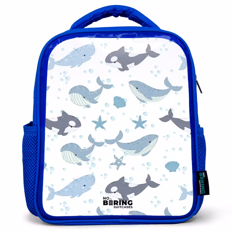 Kinderrucksack - Blau - Wal-Muster mit Muscheln blau — 1