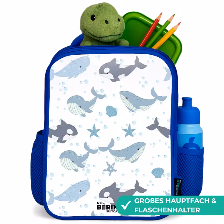 Kinderrucksack - Blau - Wal-Muster mit Muscheln blau — 3