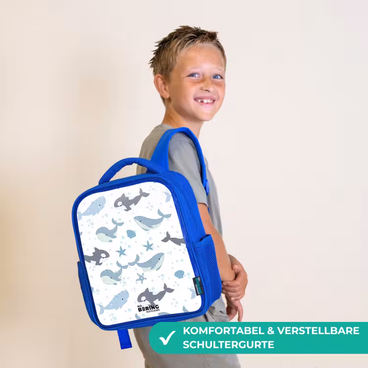 Kinderrucksack - Blau - Wal-Muster mit Muscheln blau — 5