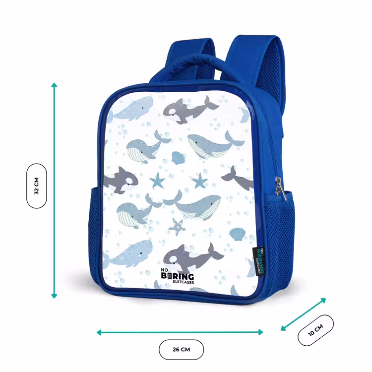Kinderrucksack - Blau - Wal-Muster mit Muscheln blau — 6