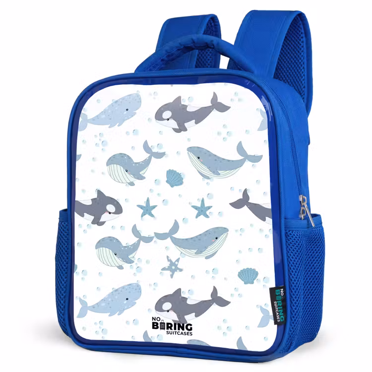 Kinderrucksack - Blau - Wal-Muster mit Muscheln blau — 7