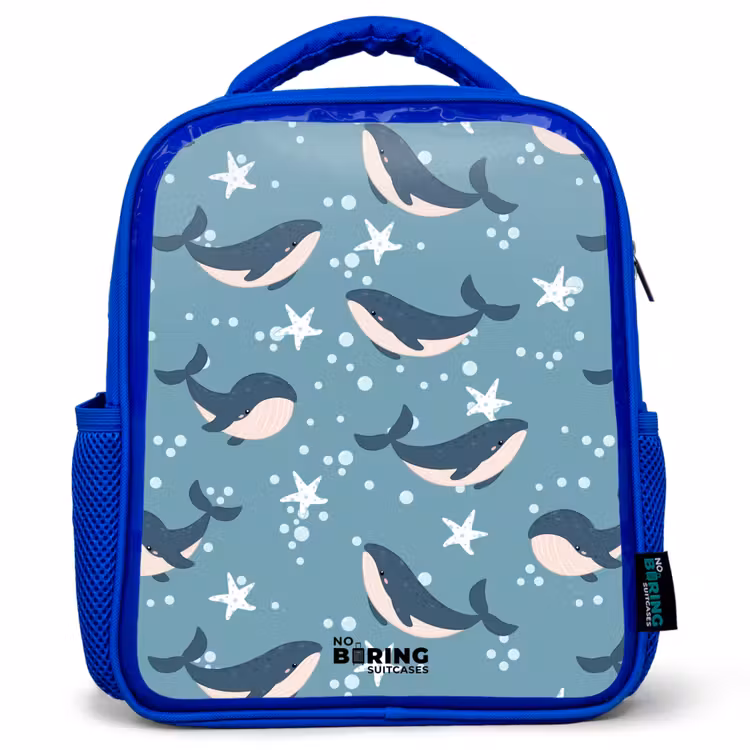 Kinderrucksack - Blau - Wale mit Seesternmuster blau — 1