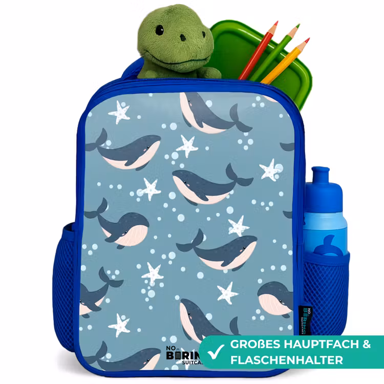 Kinderrucksack - Blau - Wale mit Seesternmuster blau — 3