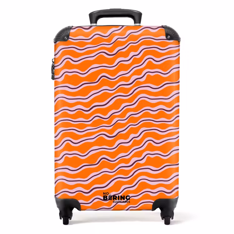 Koffer mit Name - Retro - Gewellt - Orange — 1