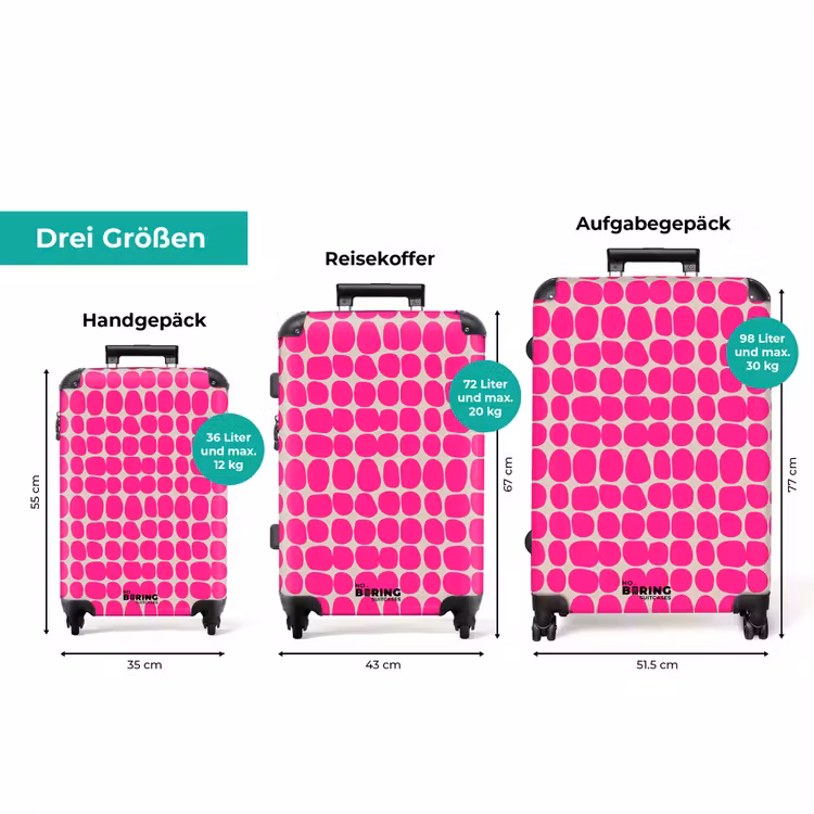 Koffer mit Name - Tupfen - Muster - Rosa — 3