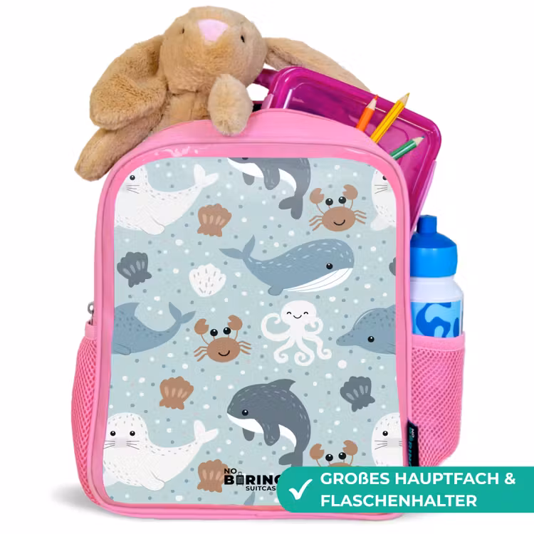 Rucksack Kind - Rosa - Seetiermuster bunt — 3