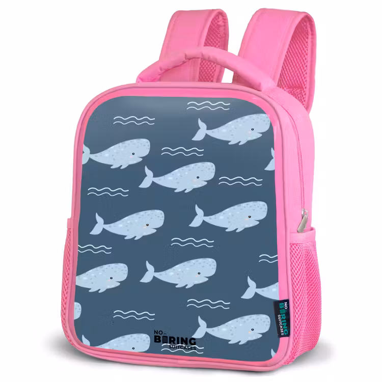 Rucksack Kind - Rosa - Wal mit Wellenmuster blau — 4