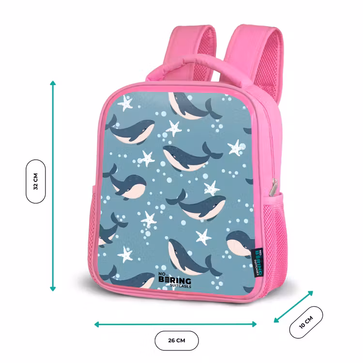 Rucksack Kind - Rosa - Wale mit Seesternmuster blau — 2