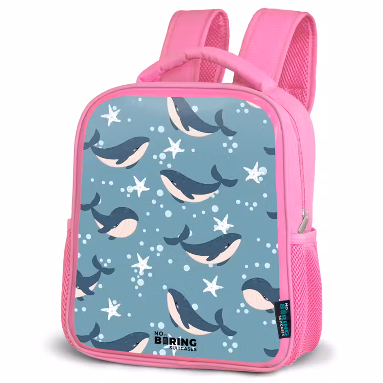 Rucksack Kind - Rosa - Wale mit Seesternmuster blau — 4