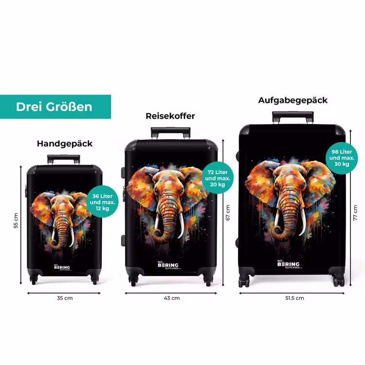 Koffer - Elefant mit bunten Spritzern verziert — 3