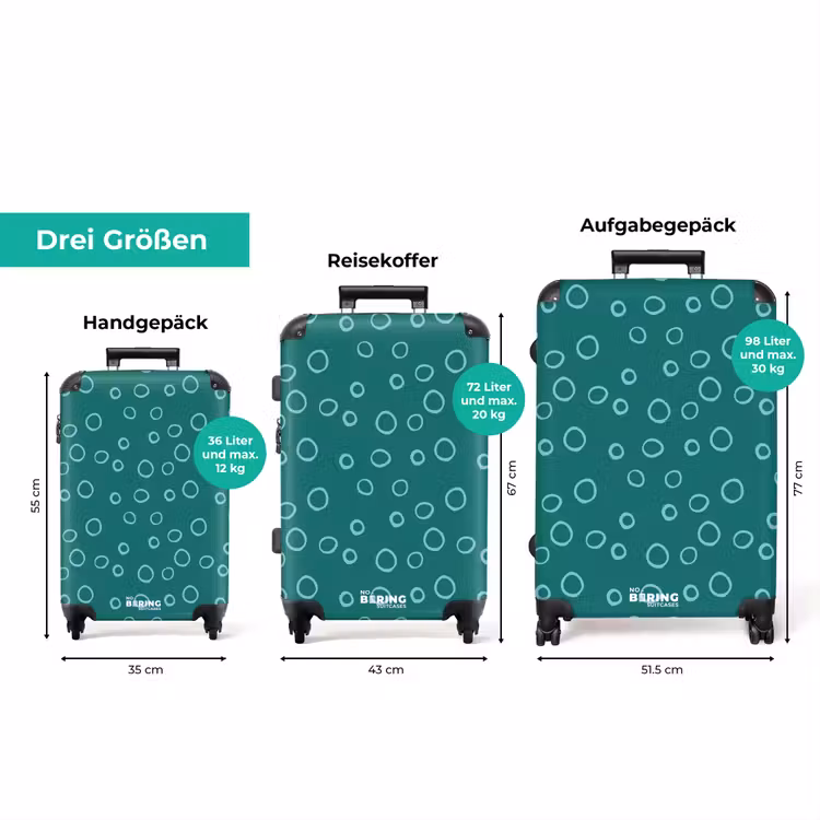 Koffer - Hellblaue Kreise auf dunkelgrünem Hintergrund — 3