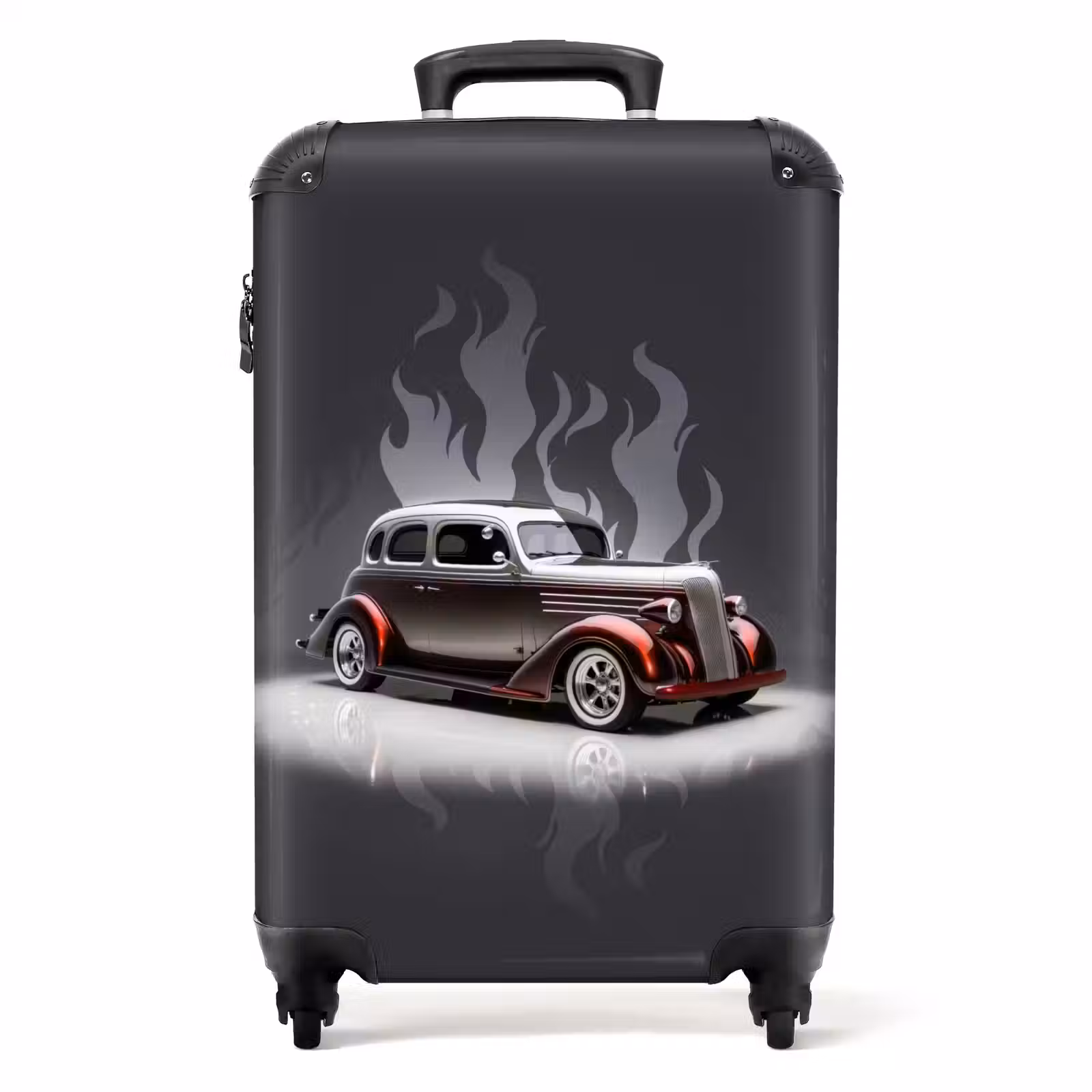 Koffer - Graues Auto mit grauen Flammen — 1