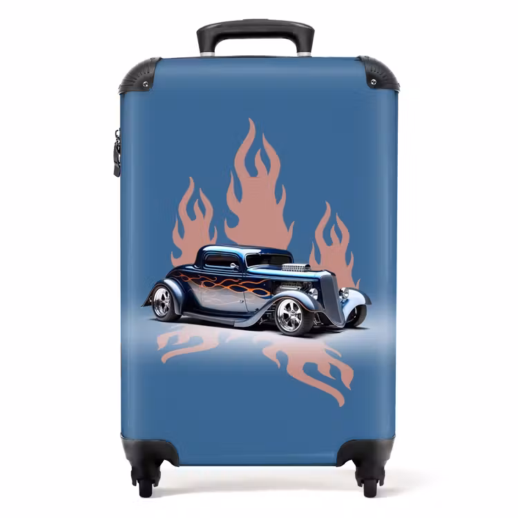 Koffer - Blaues Auto mit rosa Flammen — 1