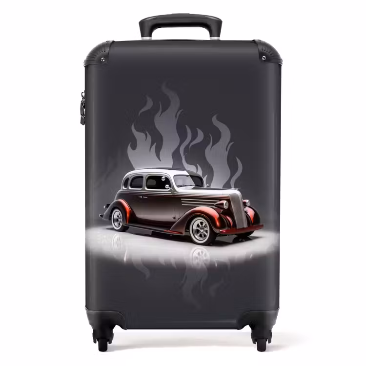 Koffer - Graues Auto mit grauen Flammen — 1
