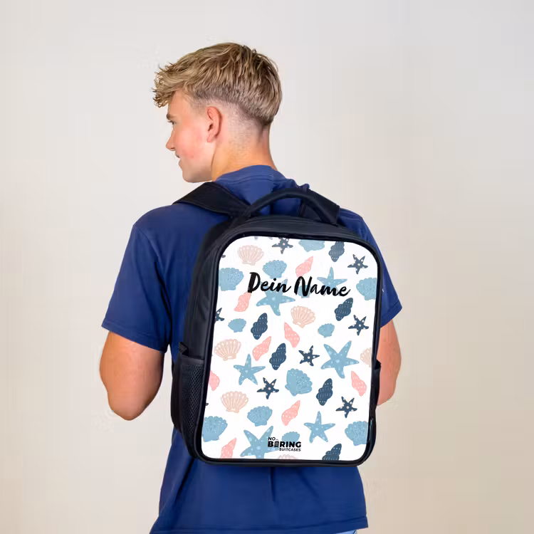 Kinderrucksack - Schwarz - Muschelmuster bunt — 3