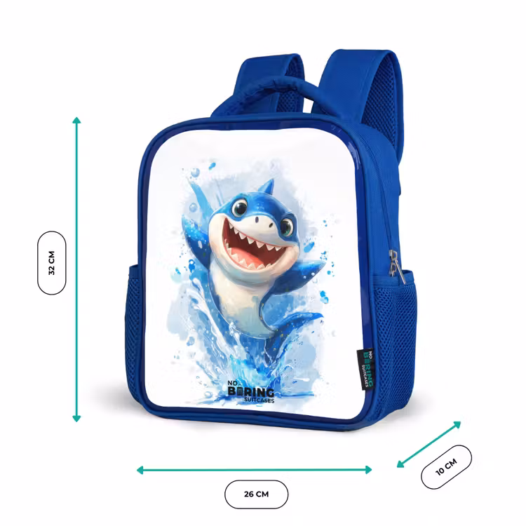 Kinderrucksack mit Namen - Blau - Hai - Zähne - Wasser — 6