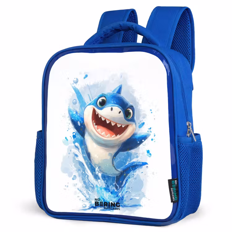 Kinderrucksack mit Namen - Blau - Hai - Zähne - Wasser — 7