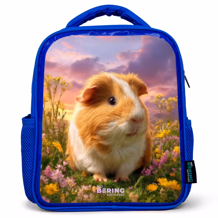 Kinderrucksack mit Namen - Blau - Meerschweinchen - Natur - Tier — 1