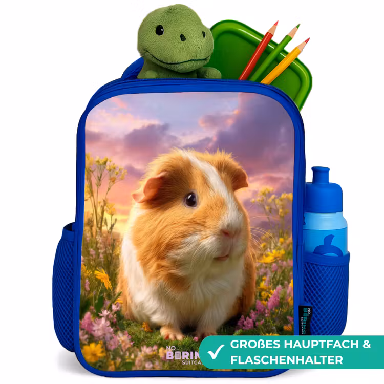 Kinderrucksack mit Namen - Blau - Meerschweinchen - Natur - Tier — 3