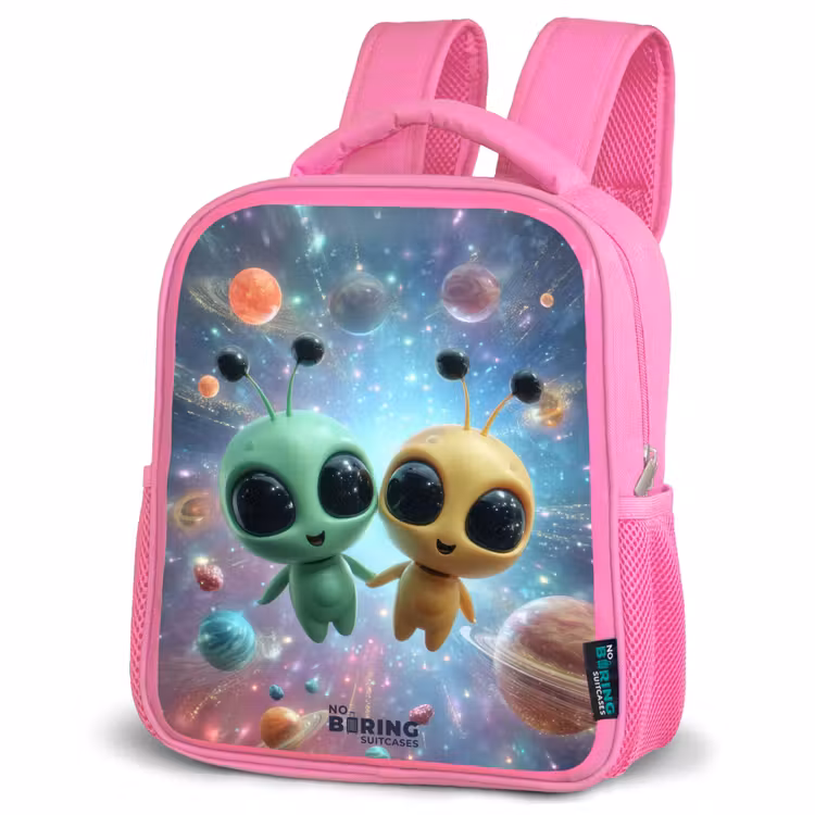 Kinderrucksack mit Name - Rosa - Fröhliche außerirdische Freunde — 4