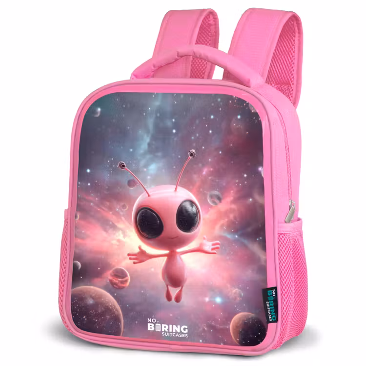Kinderrucksack mit Name - Rosa - Rosa Alien im Sternennebel — 4