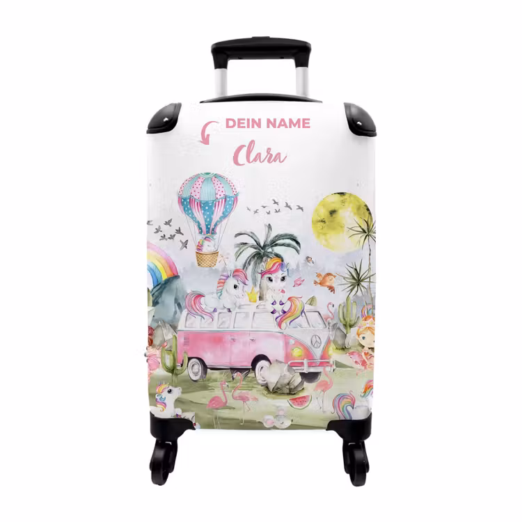 Koffer mit Name - Safaribus mit rosa Einhörnern — 1