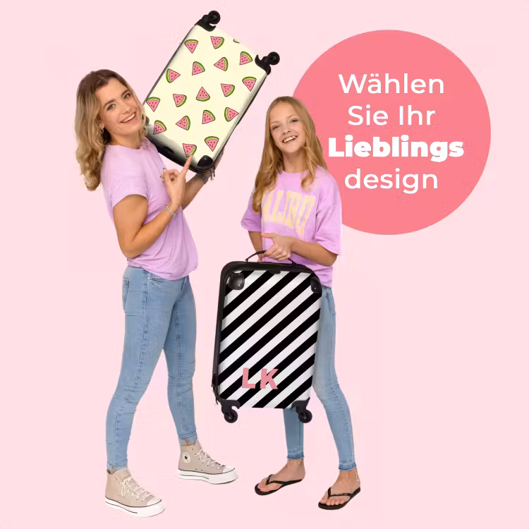 Koffer mit Name - Schwarz-weiße Streifen diagonal — 4