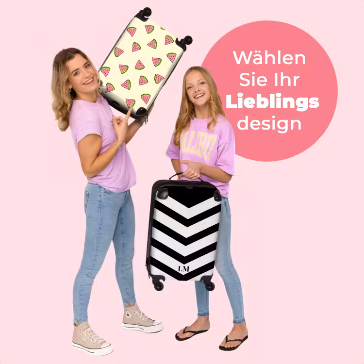 Koffer mit Name - Schwarz-weiße Streifen in Pfeilform — 4