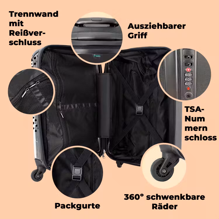Koffer mit Name - Schwarze Punkte auf weißem Hintergrund — 3