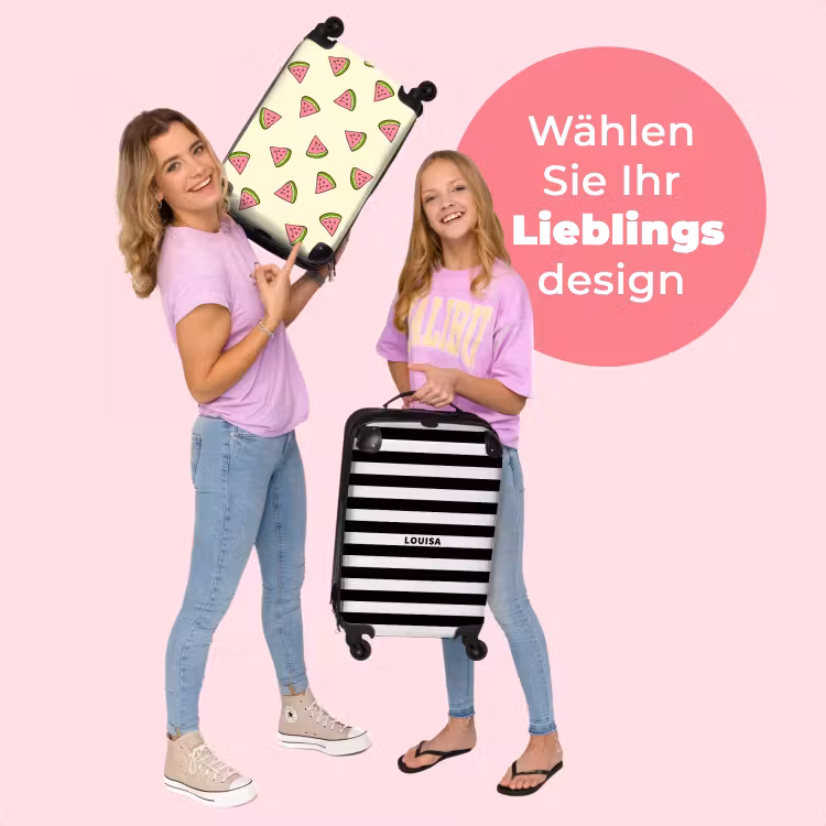 Koffer mit Name - Schwarze/weiße Streifen horizontal — 4