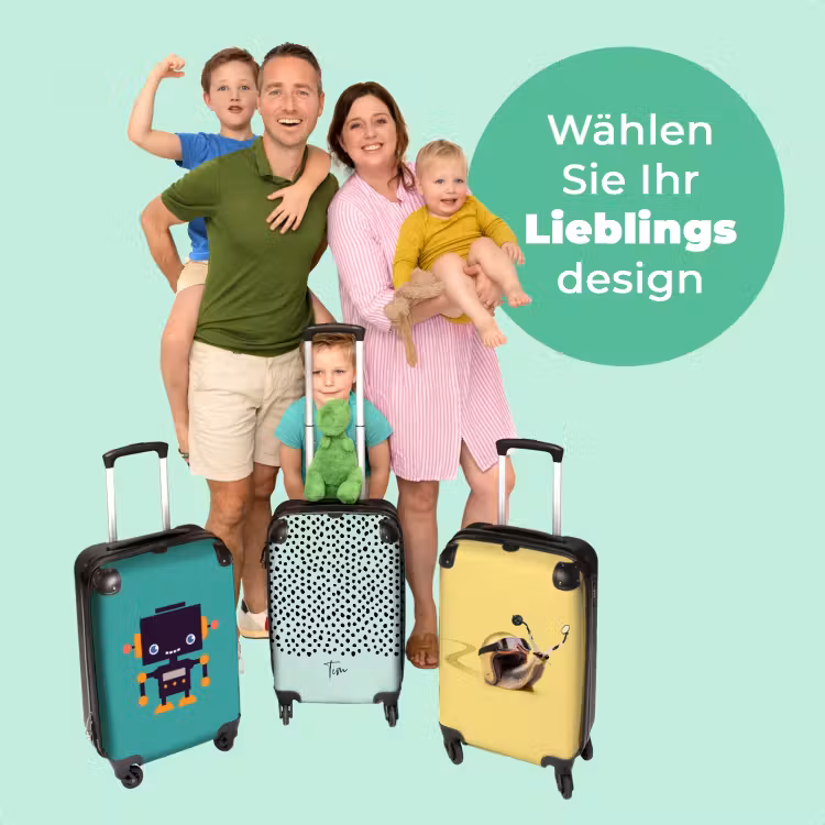 Koffer mit Name - Schwarze Punkte auf mintgrünem Hintergrund — 4