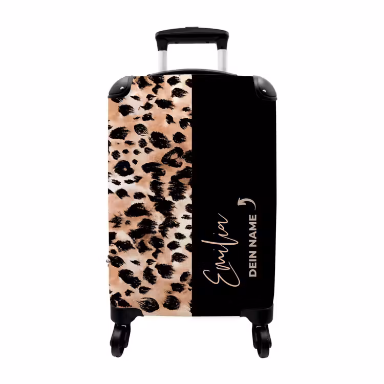Koffer mit Name - Tigerprint in Schwarz Braun/Orange — 1