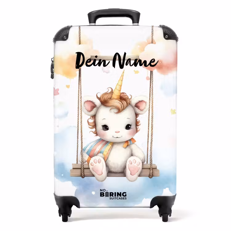 Koffer mit Name - Schaukelndes Baby-Einhorn — 1