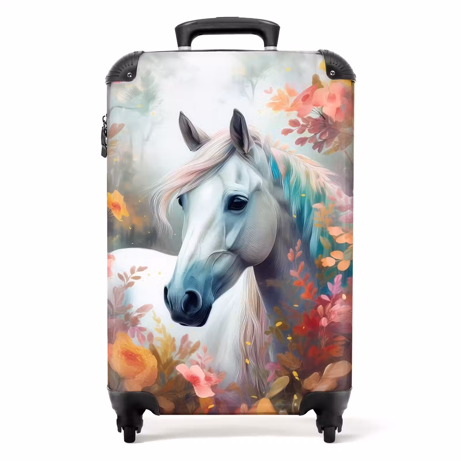 Koffer - Weißes Pferd umgeben von Blumen — 1