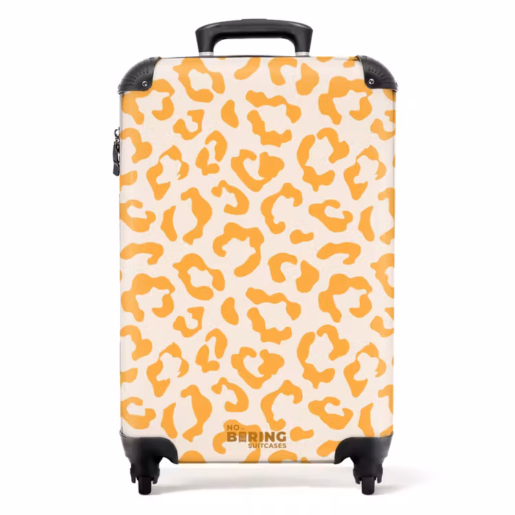 Koffer - Tiermuster - Koffer mit Pantherprint in Orange und Cremefarbe — 1