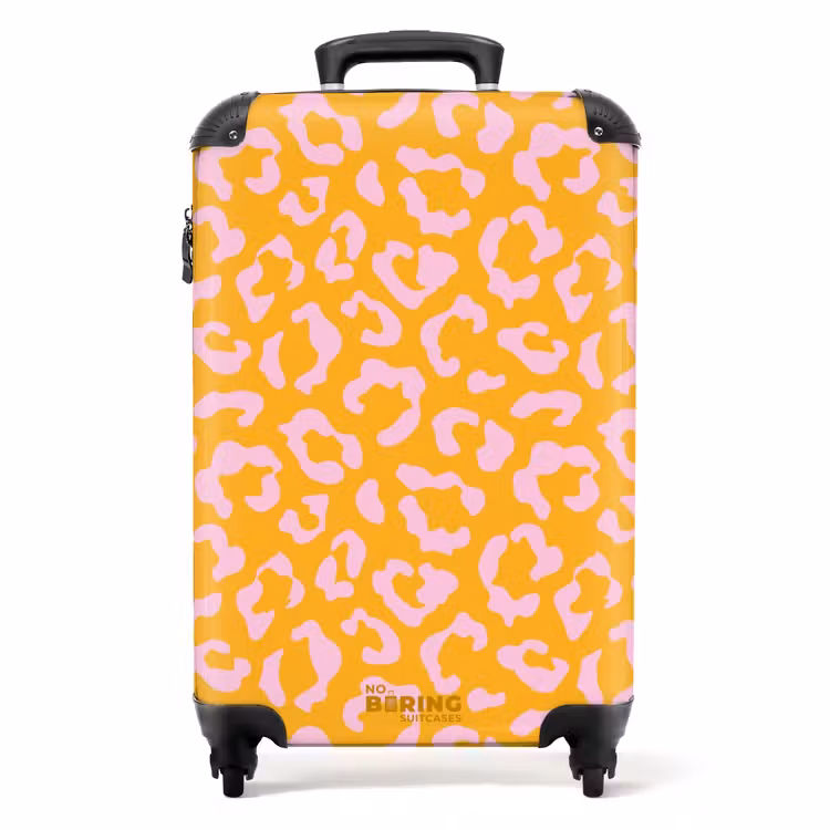 Koffer - Tiermuster - Koffer mit Pantherprint in Orange-Gelb und Hellrosa — 1