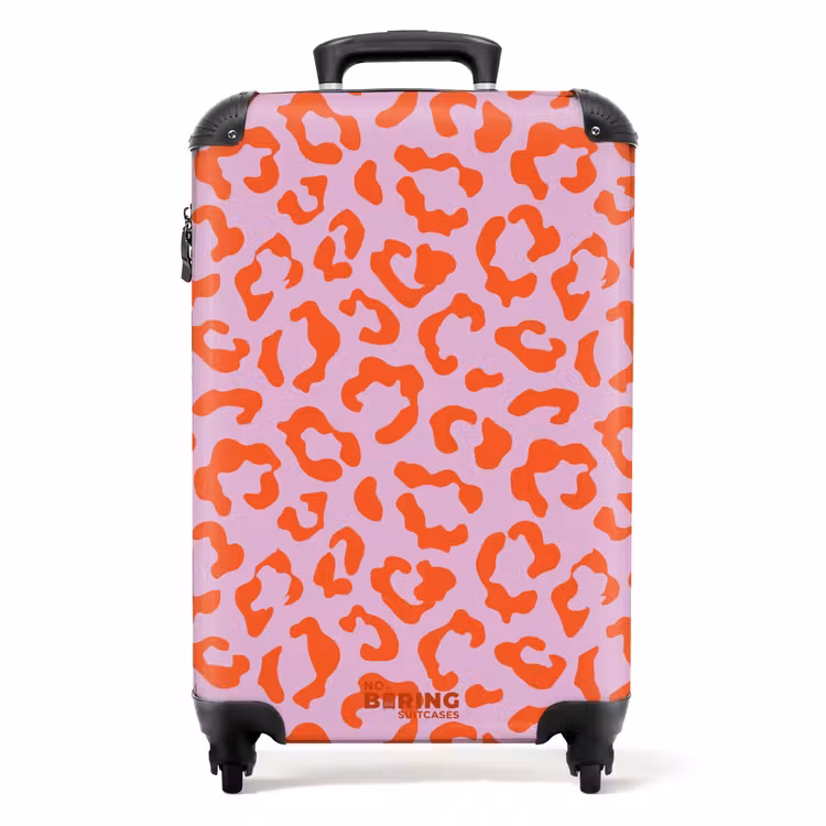 Koffer - Tiermuster - Koffer mit Pantherprint in Orange und Hellrosa — 1