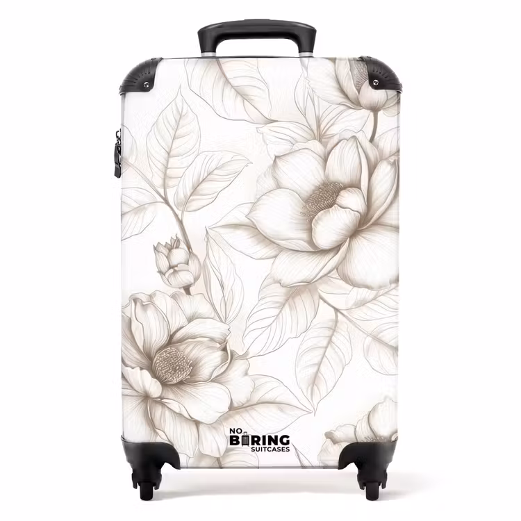 Koffer - Vintage-Blumen - beige und cremeweiß — 1