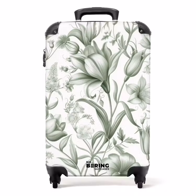 Koffer - Vintage Blumen - hellgrün mit weiß — 1
