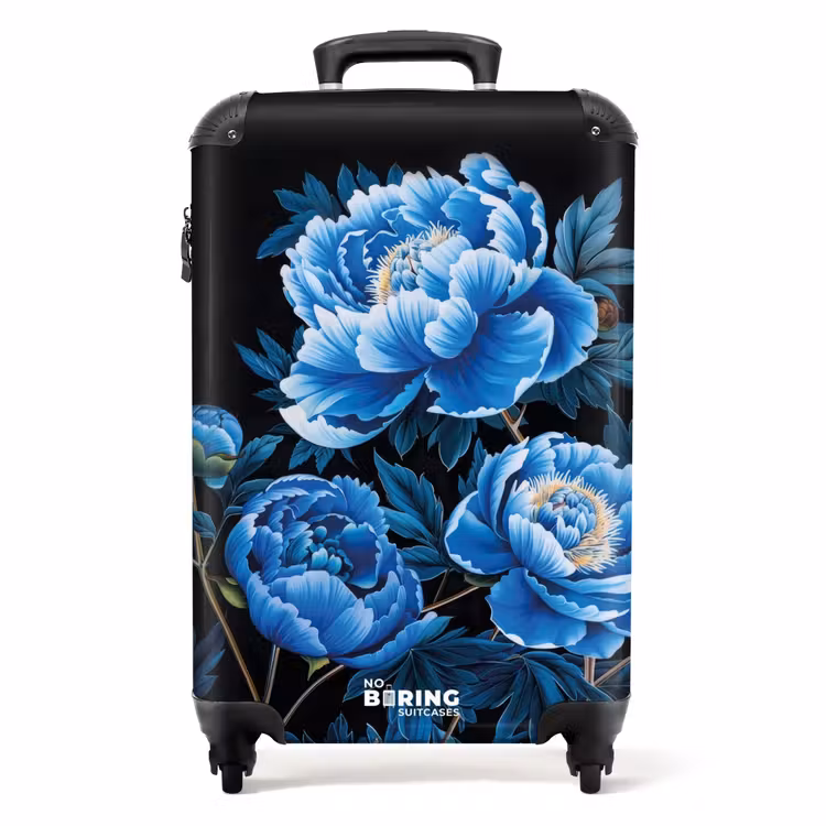 Koffer - Vintage Blumen - Pfingstrosen blau — 1