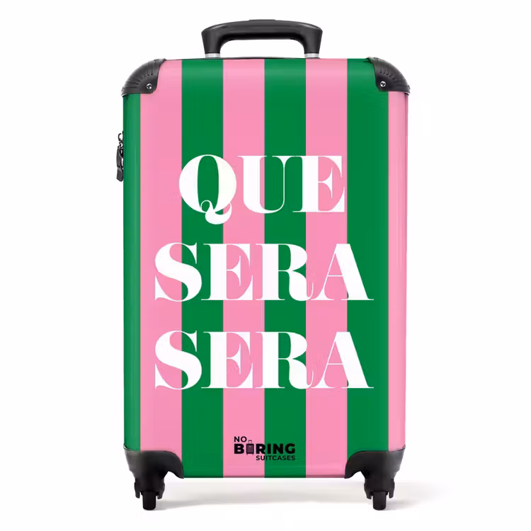 Koffer - Zitate - Que sera sera smaragdgrün und fuchsia rosa — 1