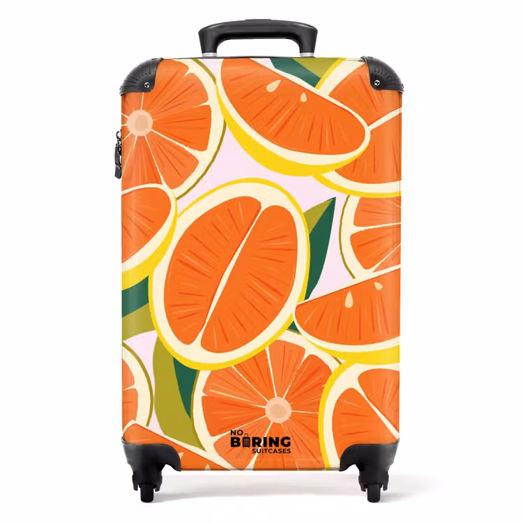 Koffer - Sommererinnerungen - Grapefruit auf rosa Hintergrund — 1