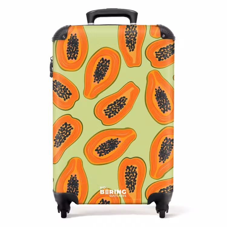 Koffer - Sommererinnerungen - Papayas auf grünem Hintergrund — 1