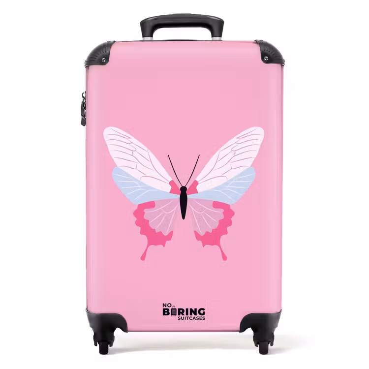 Koffer - Sommererinnerungen - Schmetterling auf rosa Hintergrund — 1