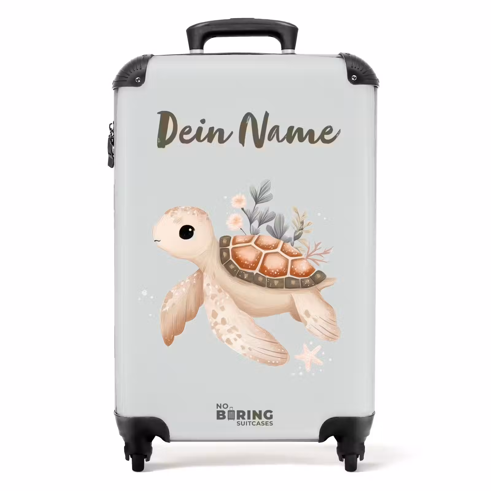 Koffer mit Name - Braune Meeresschildkröte in pastellfarbener Unterwasserwelt — 1
