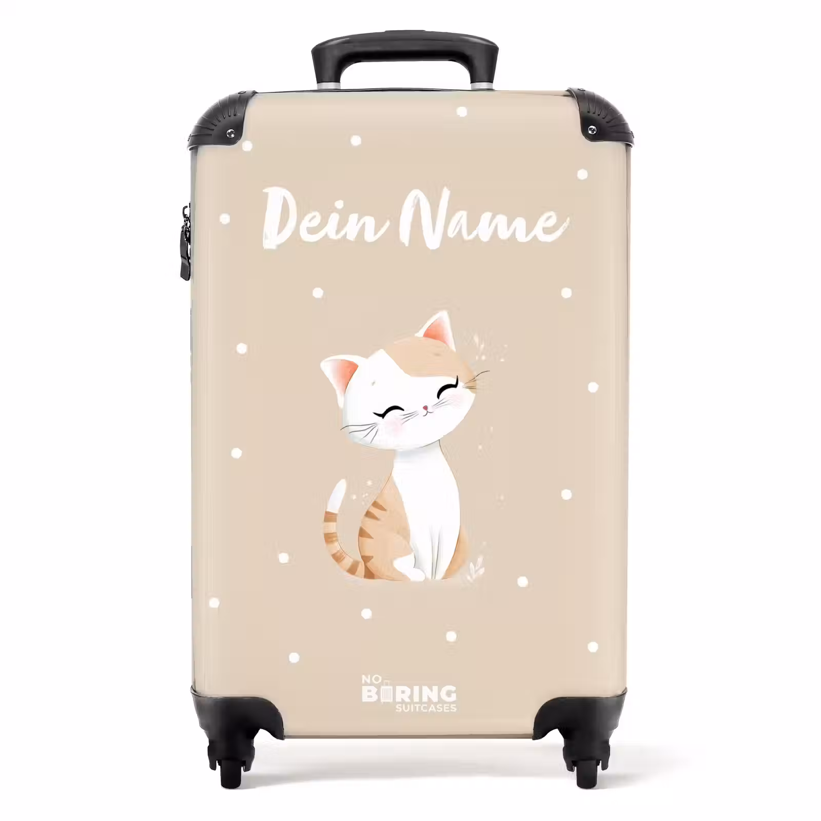 Koffer mit Name - Katze umgeben von beigen Punkten — 1