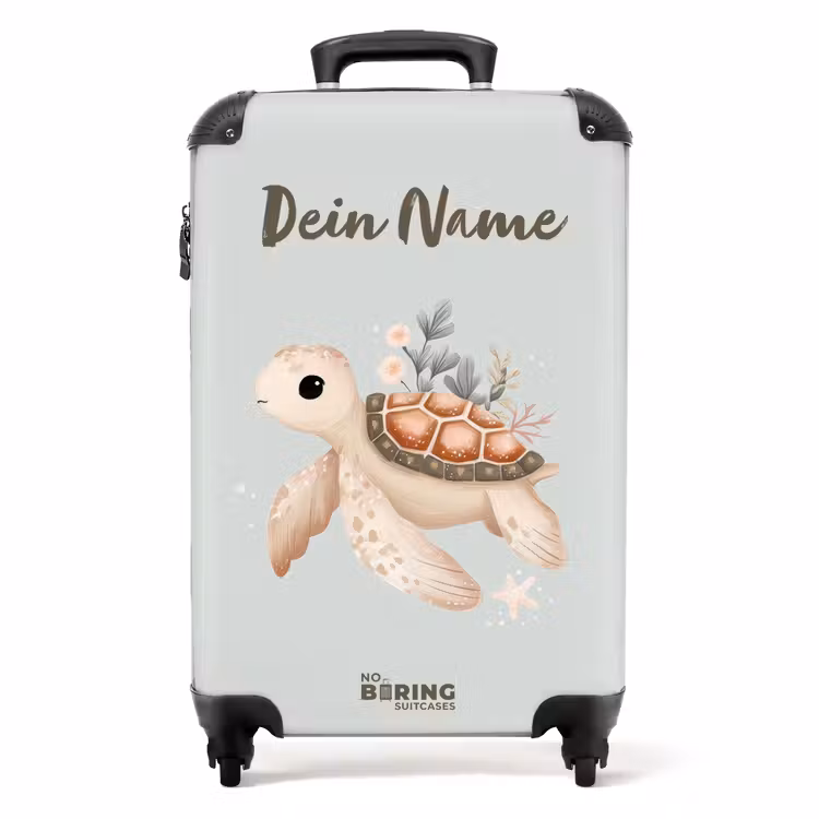 Koffer mit Name - Braune Meeresschildkröte in pastellfarbener Unterwasserwelt — 1